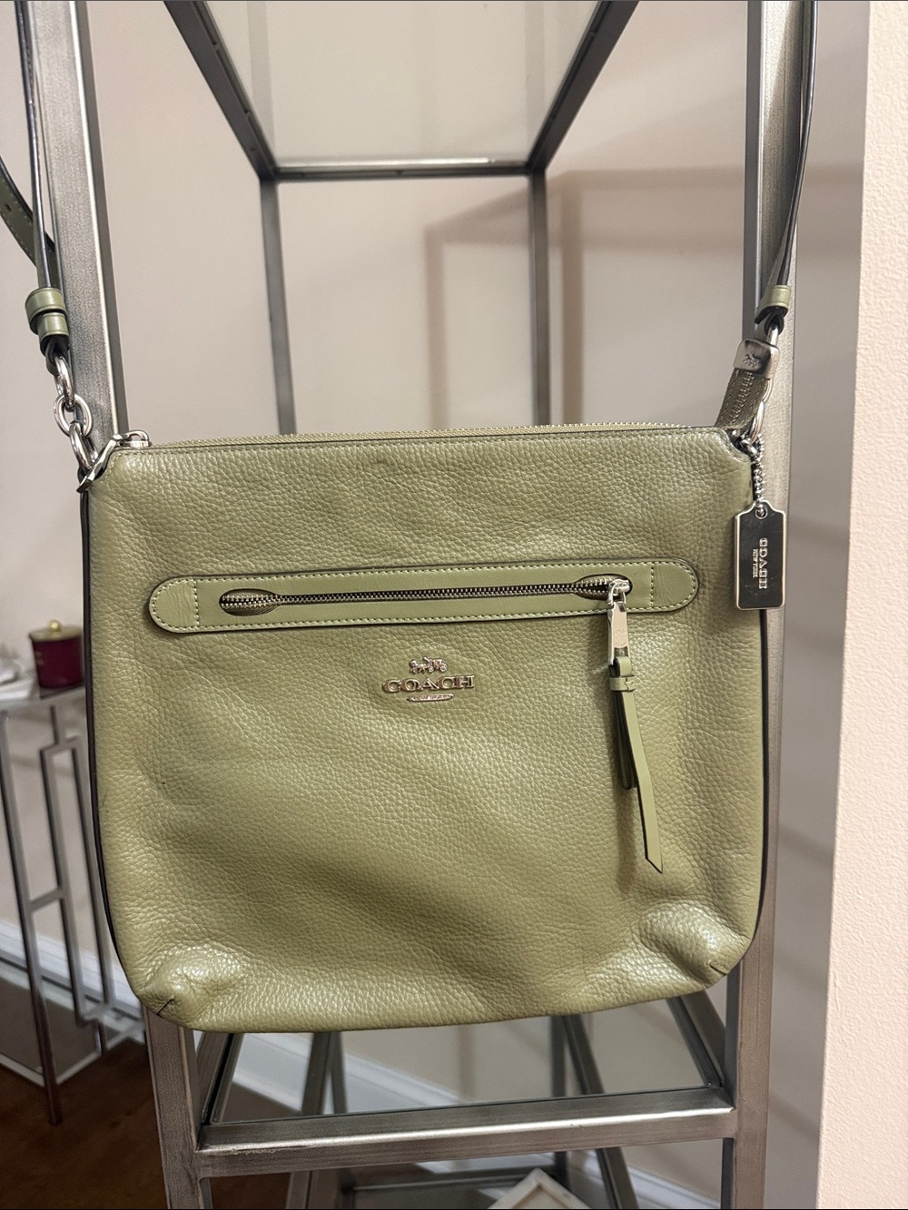 Coach Pebbled Leather Crossbody in Sage Green